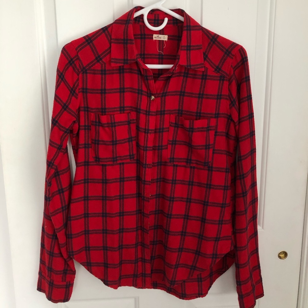 Hollister navy and red extra soft flannel!